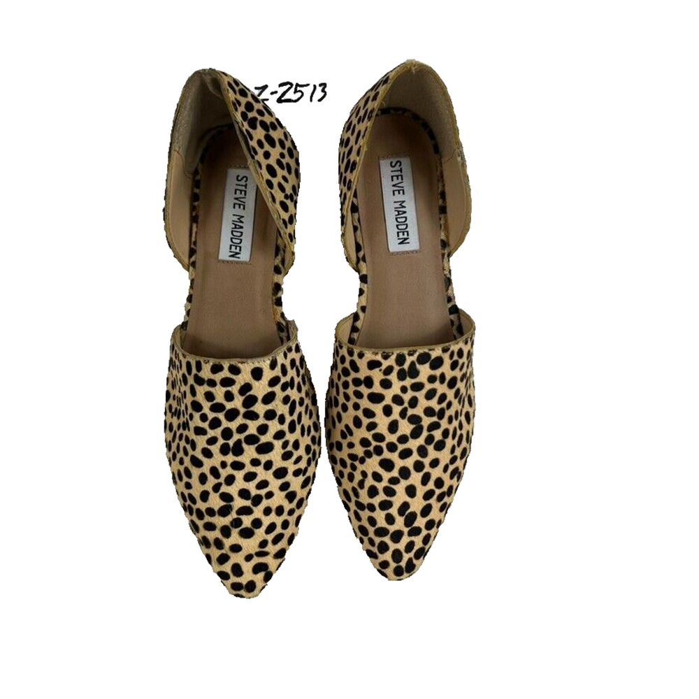 STEVE MADDEN Flats Shoes 7 M Women's Talent Leopard Print Cow Hair Comfort